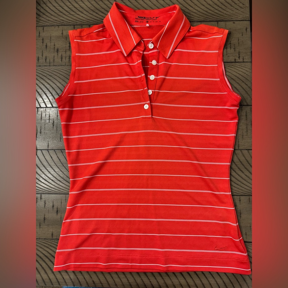 Sleeveless Striped Orange Women’s Golf Shirt